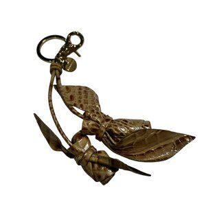Brahmin RARE Hanging Roses Bag Charm / Key Fob Crocodile Gold